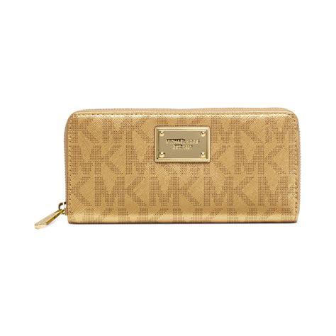 gold zip around michael kors continental wallet|Michael Kors black zipper wallet.